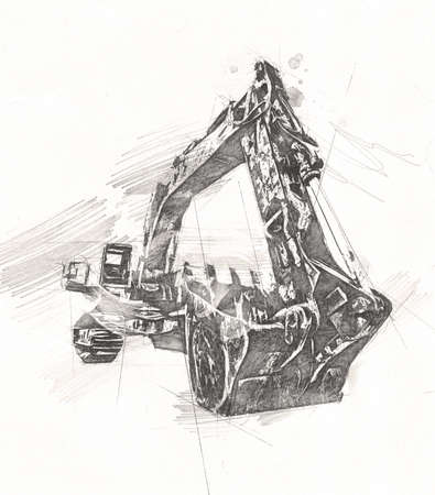 Excavator illustration color isolated art workの写真素材