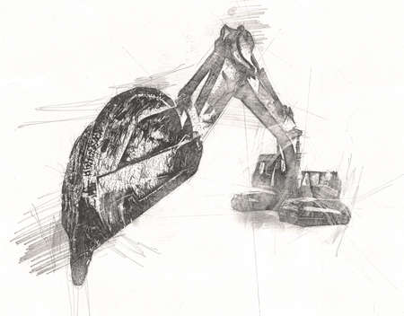 Excavator illustration color isolated art workの写真素材