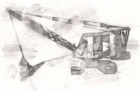 Excavator illustration color isolated art workの写真素材