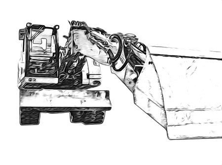 Excavator illustration color isolated art work