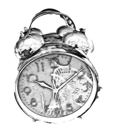 The dials of the old antique classic clocks on a vintage paper backgroundの写真素材