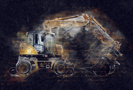 Excavator illustration color isolated art work
