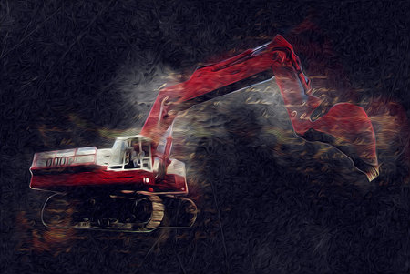Excavator illustration color isolated art work