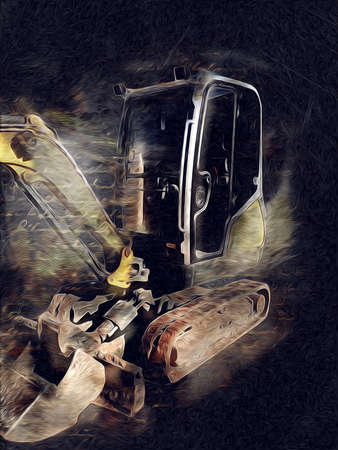 Excavator illustration color isolated art workの写真素材