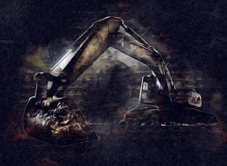 Excavator illustration color isolated art workの写真素材