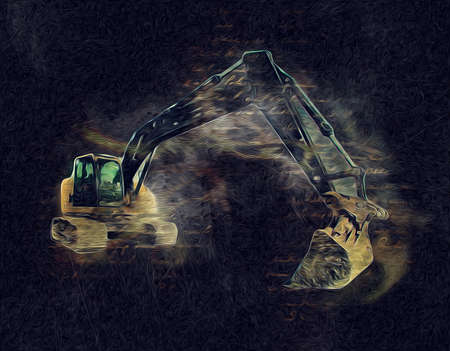 Excavator illustration color isolated art workの写真素材