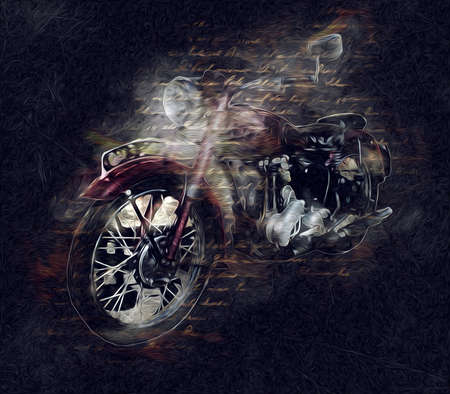 Motor cycle llustration color isolated art vintage retroの写真素材