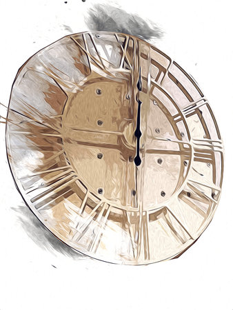 The dials of the old antique classic clocks on a vintage paper background