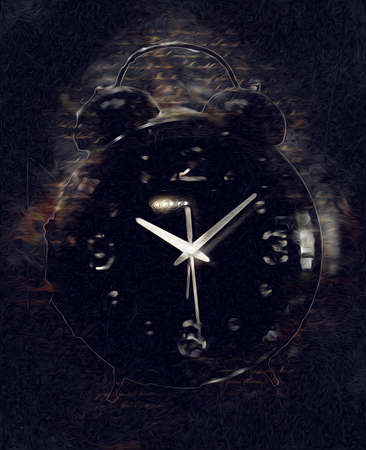 The dials of the old antique classic clocks on a vintage paper backgroundの写真素材