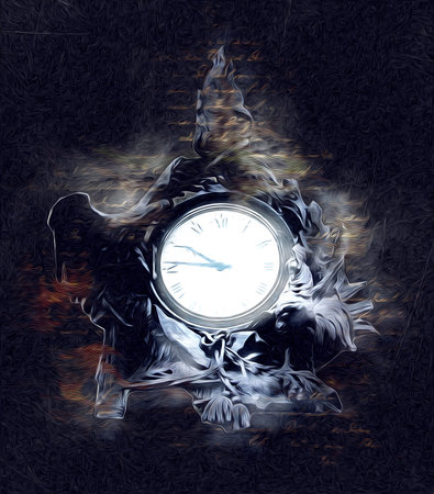The dials of the old antique classic clocks on a vintage paper background