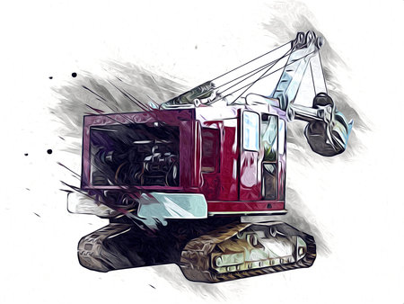 Excavator illustration color isolated art work