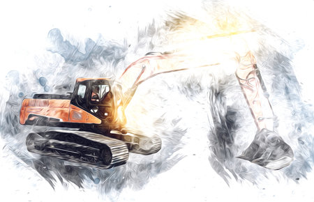 Excavator illustration color isolated art work