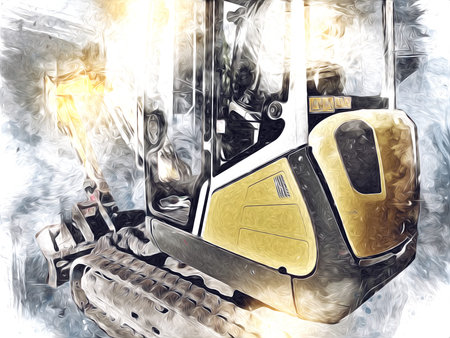 Excavator illustration color isolated art work