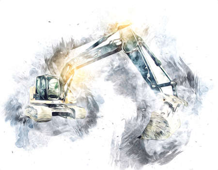 Excavator illustration color isolated art workの写真素材