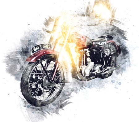 Motor cycle llustration color isolated art vintage retro