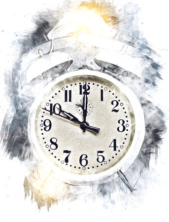 The dials of the old antique classic clocks on a vintage paper background
