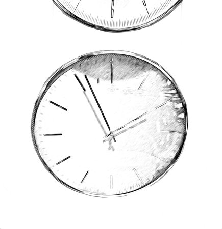 The dials of the old antique classic clocks on a vintage paper background