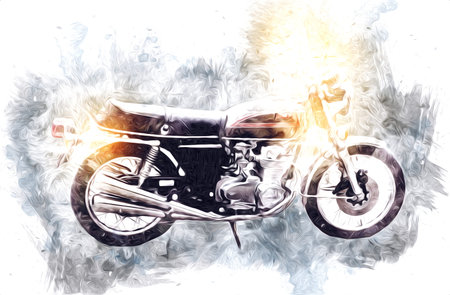 Motor cycle llustration color isolated art vintage retro