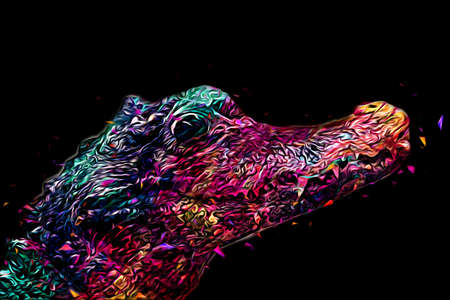 Drawing of crocodile - hand sketch of reptile, art illustrationの写真素材