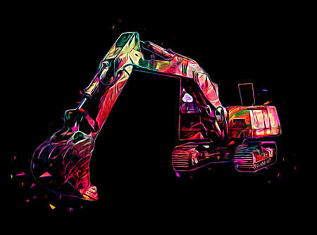 Excavator illustration color isolated art workの写真素材