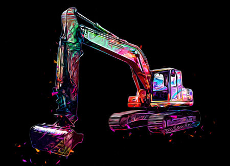 Excavator illustration color isolated art work