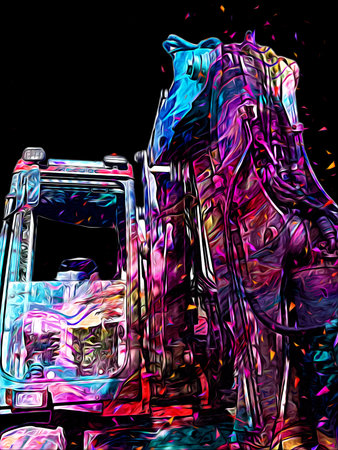 Excavator illustration color isolated art work
