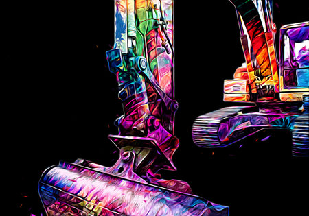 Excavator illustration color isolated art work