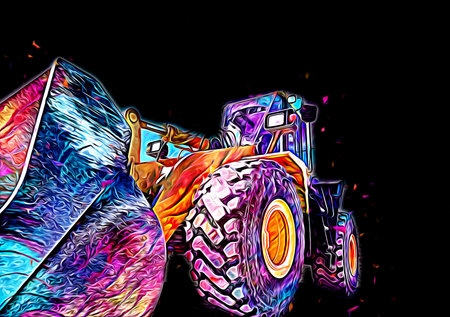 Excavator illustration color isolated art work