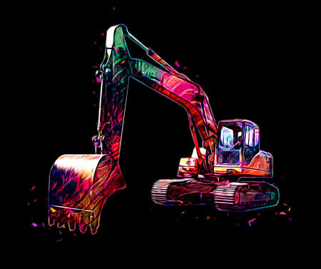 Excavator illustration color isolated art workの写真素材