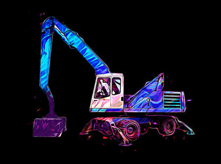 Excavator illustration color isolated art workの写真素材