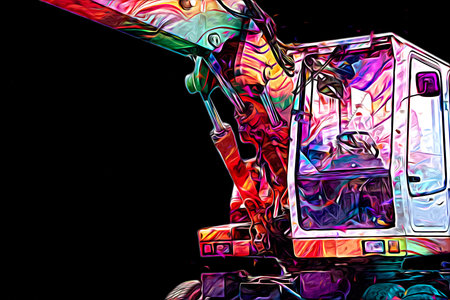 Excavator illustration color isolated art work