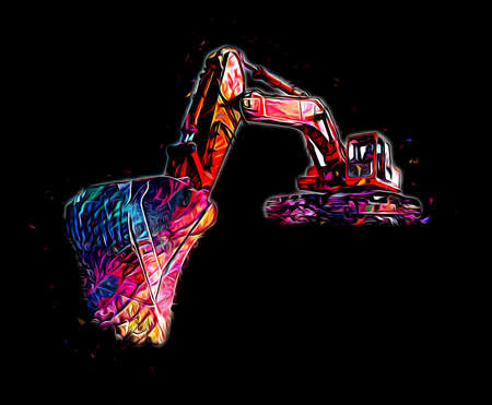 Excavator illustration color isolated art workの写真素材