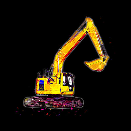 Excavator illustration color isolated art workの写真素材