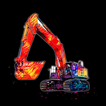Excavator illustration color isolated art workの写真素材