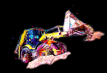 Excavator illustration color isolated art work