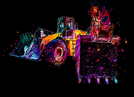 Excavator illustration color isolated art workの写真素材