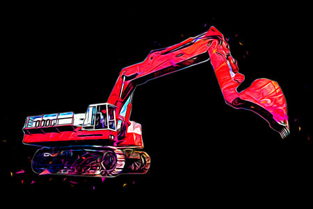 Excavator illustration color isolated art work