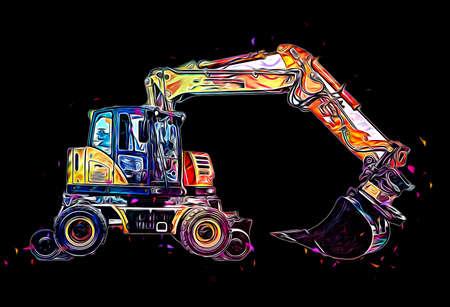 Excavator illustration color isolated art workの写真素材