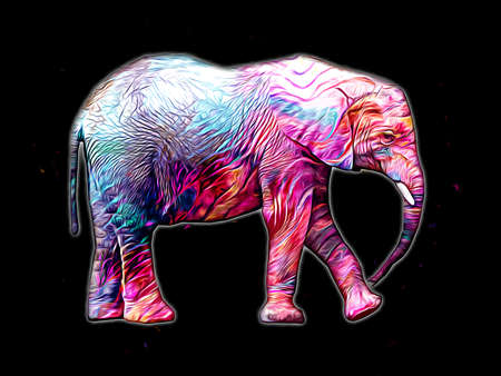 Elephant art illustration retro vintage oldの写真素材