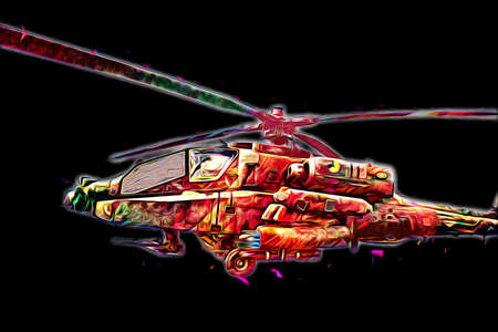 military helicopter drawing illustration art vintageの写真素材