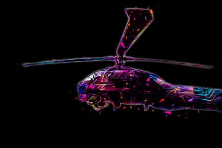 military helicopter drawing illustration art vintageの写真素材