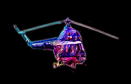 military helicopter drawing illustration art vintageの写真素材