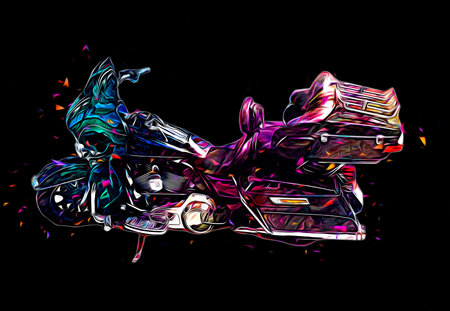 Motor cycle llustration color isolated art vintage retro