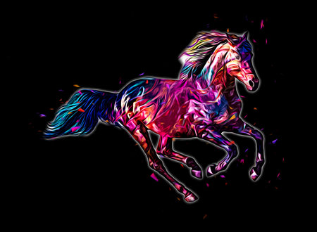 Colorful horse art illustration grunge painting