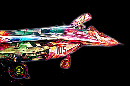 American jet fighter aircraft drawing illustration art vintage