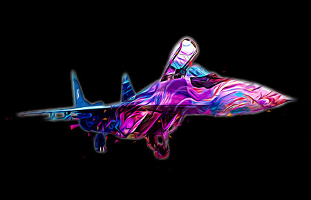 American jet fighter aircraft drawing illustration art vintage