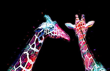 Drawing art drawing illustration of giraffe