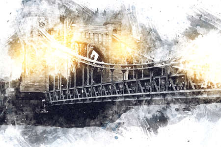 Wroclaw city poland retro vintage art drawing sketch illustrationの写真素材