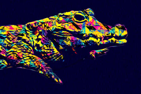 Drawing of crocodile - hand sketch of reptile, art illustrationの写真素材