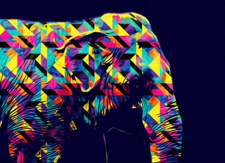 Elephant art illustration retro vintage oldの写真素材
